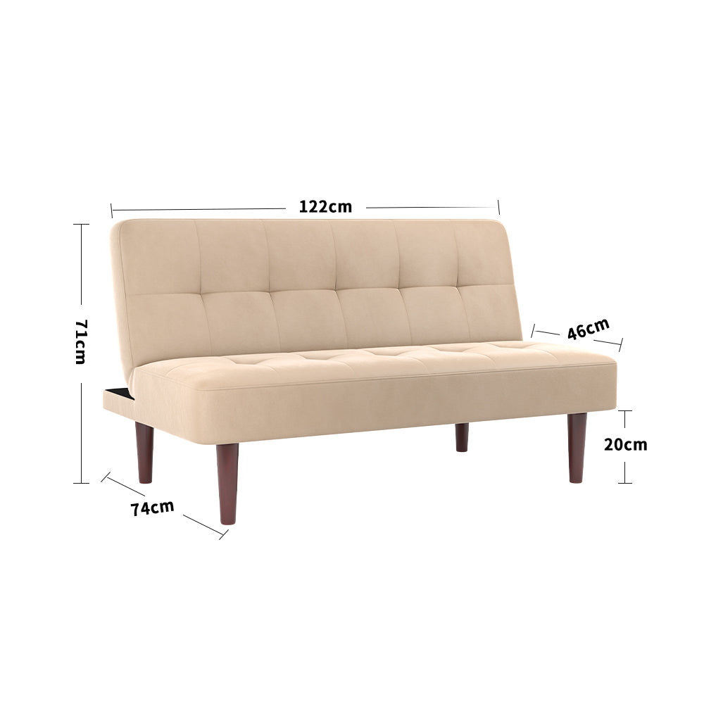 Fabric Upholstered 2 Seater Baby Sofa Bed Beige