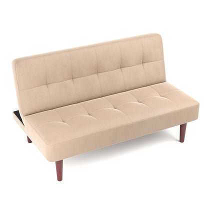 Fabric Upholstered 2 Seater Baby Sofa Bed Beige