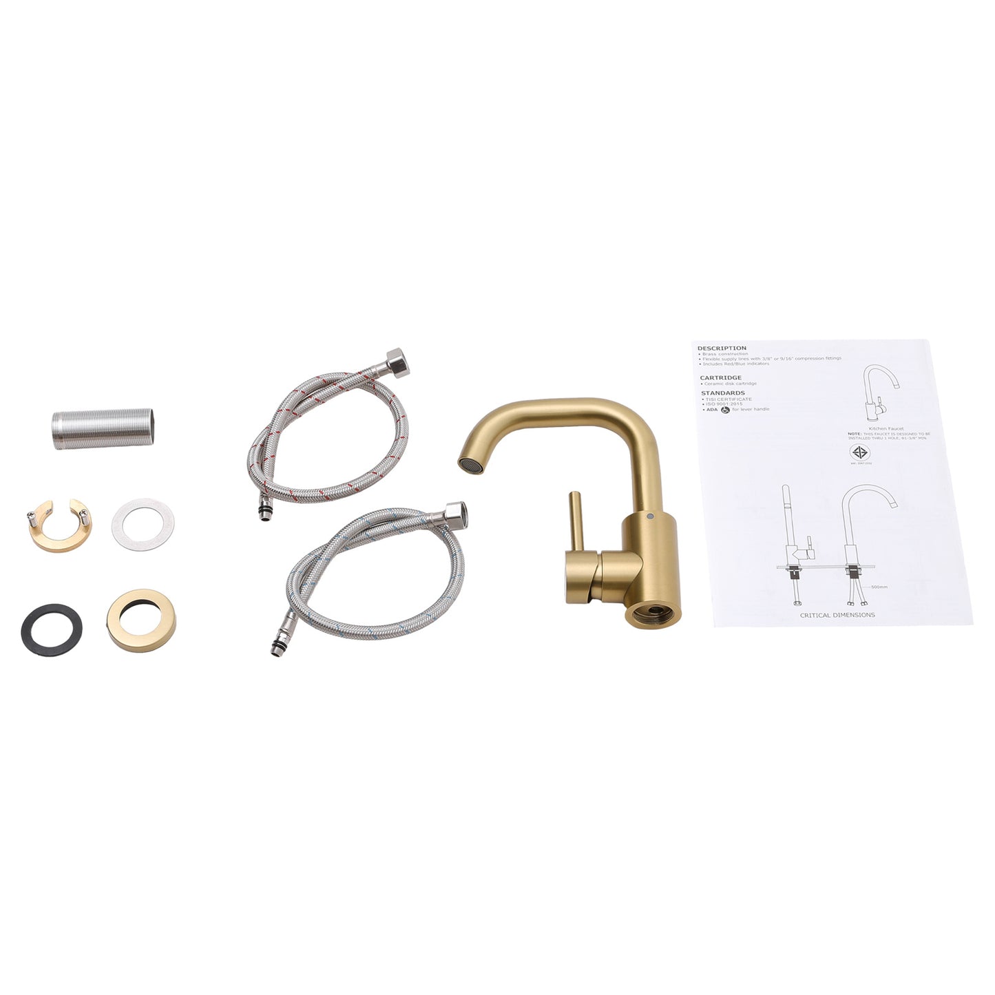 Gold 21cm Arc Single Handle Faucet with Swivel Spout