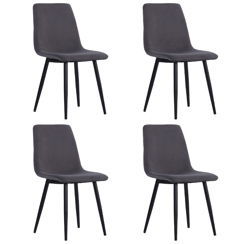 Set of 4 Curved Frosted Velvet Dining Chairs Grey