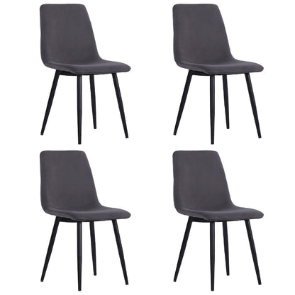 Set of 4 Curved Frosted Velvet Dining Chairs Grey