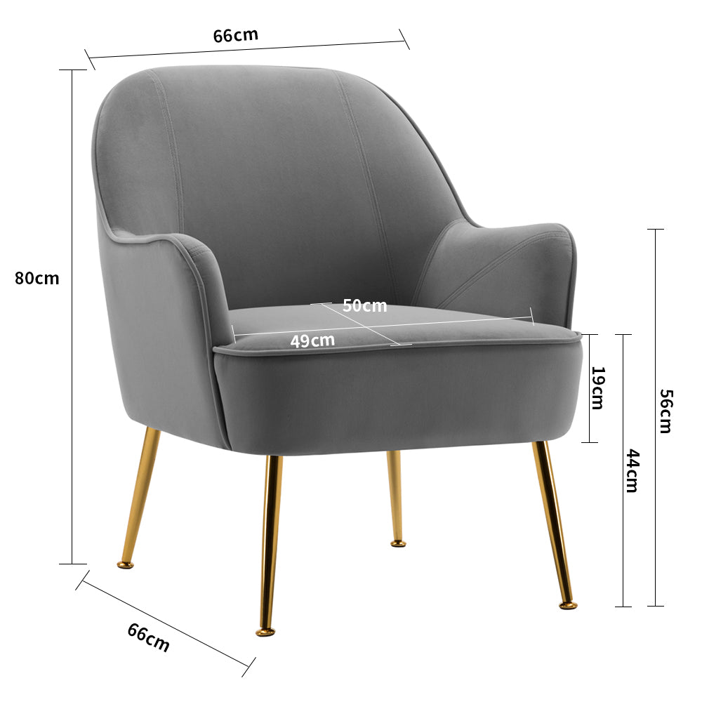 Leisure Velvet Armchair, Light Grey