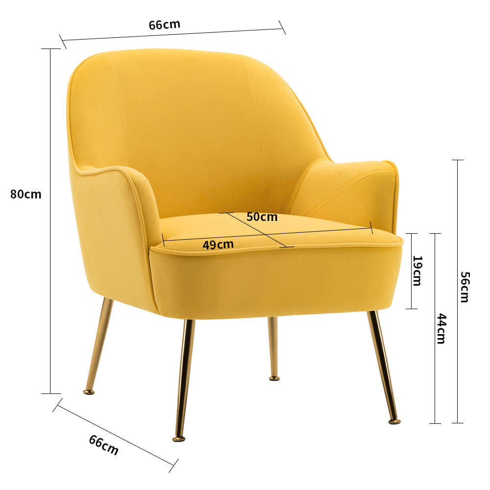 Leisure Velvet Armchair, Yellow