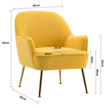 Leisure Velvet Armchair, Yellow