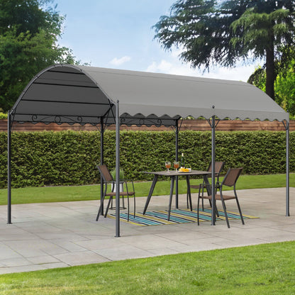 Outdoor Metal Arched Pergola with Shade Grey,4x3x2.6m