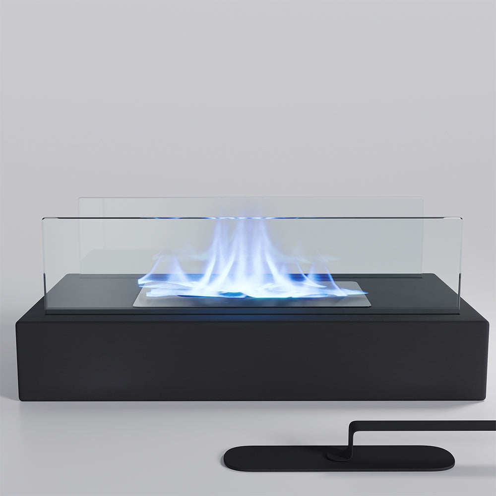 Square Bio Ethanol Tabletop Fireplace Large Base with Flame Guard