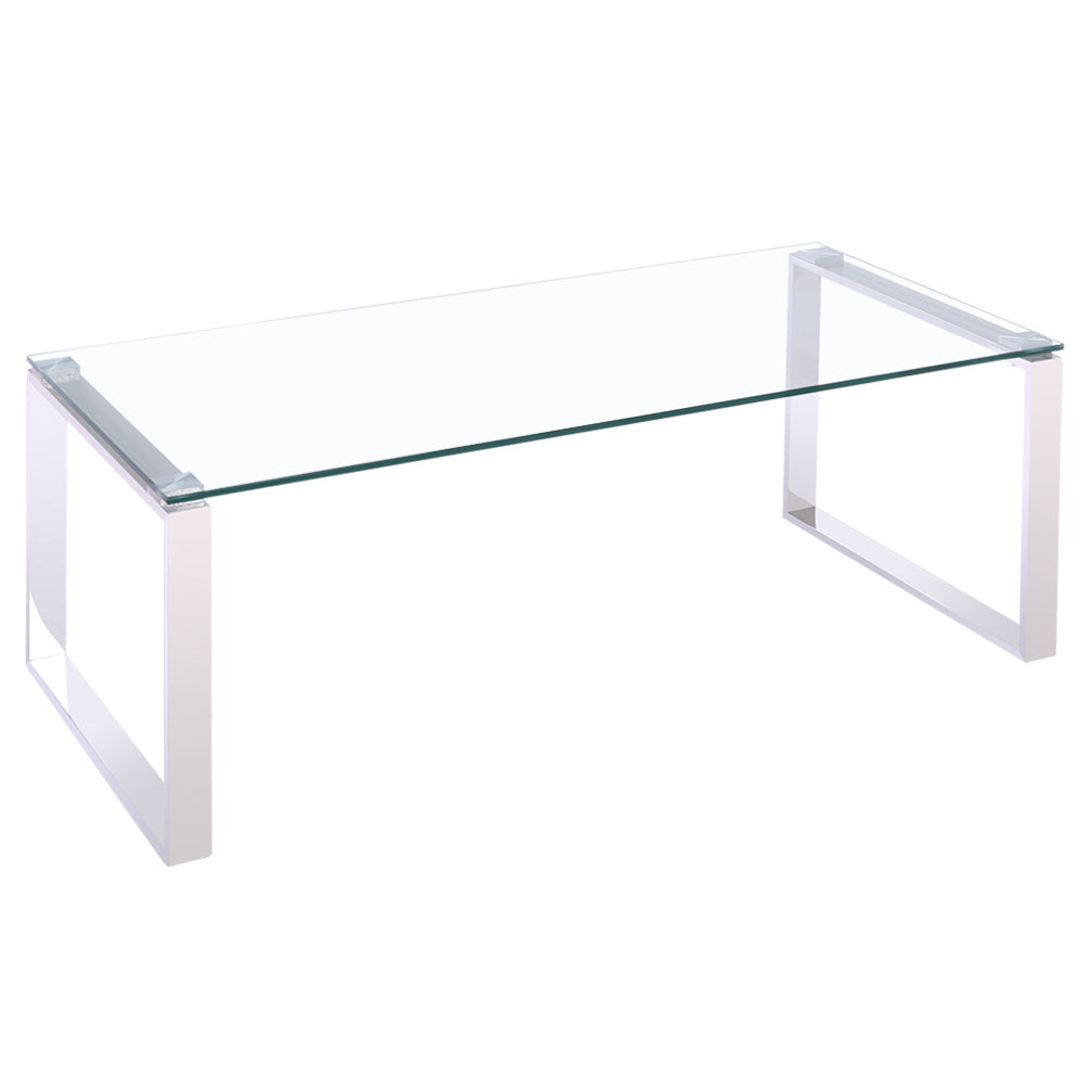 Widen Tempered Glass Console Table with Chrome Stainless Legs