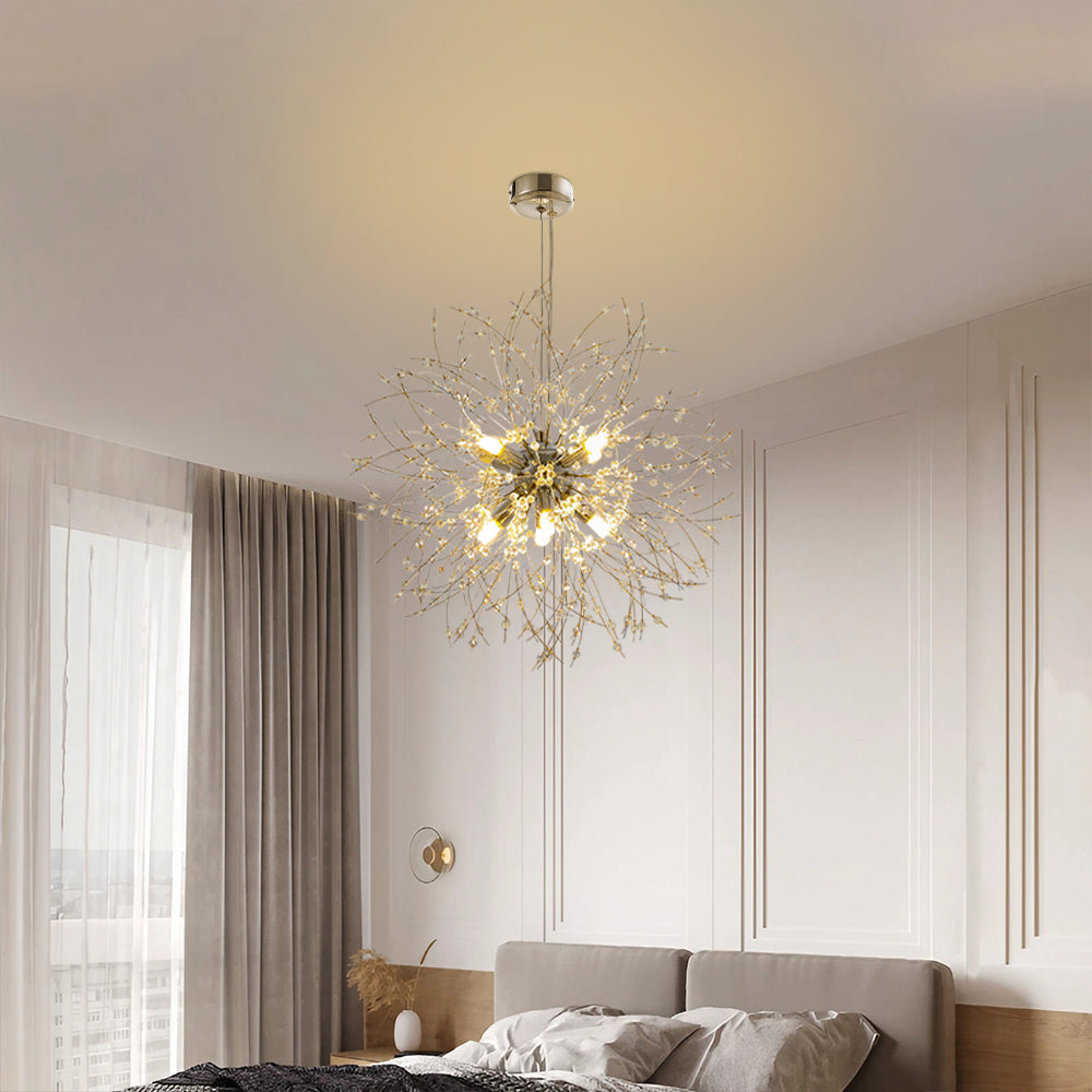 Chrome Beaded Fireworks Pendant Light