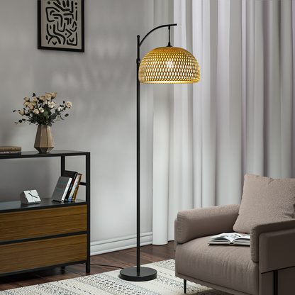 Traditional Woven Rattan Living Room Floor Lamp