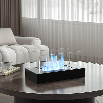 Square Bio Ethanol Tabletop Fireplace Large Base with Flame Guard