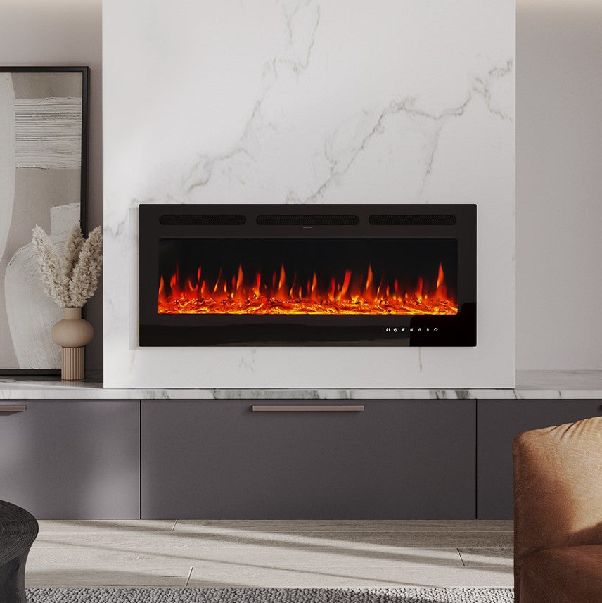 50 Inch Wall Mounted Electric Fireplace with Remote 12 Colours