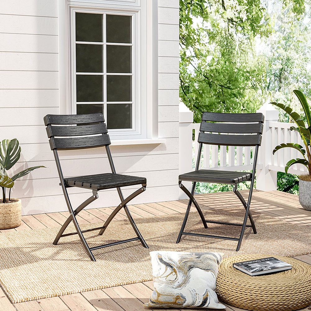 Set of 2 Outdoor Plastic Folding Chairs