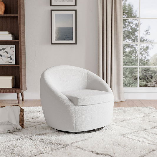 White 71cm Upholstered Swivel Chair