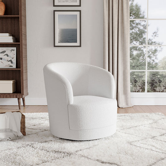 White 81cm W Upholstered Swivel Chair