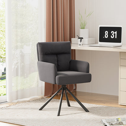 Grey Modern Upholstered Swivel Armchair with Black Legs