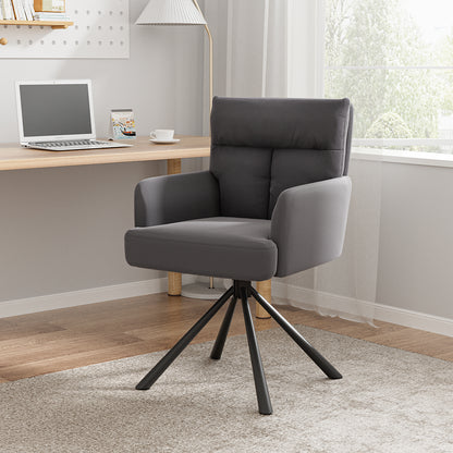 Grey Modern Upholstered Swivel Armchair with Black Legs