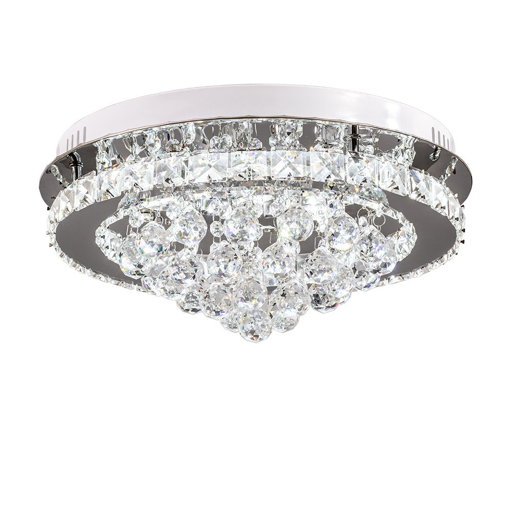 Modern Round LED Ceiling Light Crystal Chandelier Lamp, 40CM Dimmable