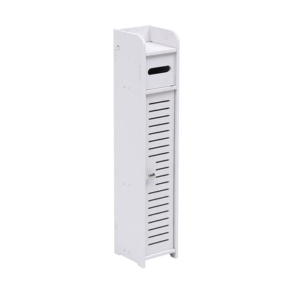 White 80cm H Freestanding Wooden Tall Bathroom Cabinet