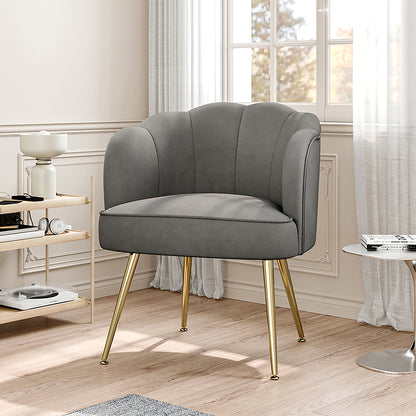 Modern Frosted Velvet Shell Accent Armchair Grey