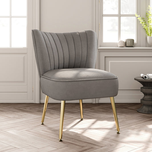 Velvet Cocktail Accent Chair, Grey