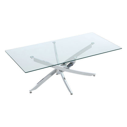120x60CM Rectangle Tempered Glass Top Side Table with Chrome Legs