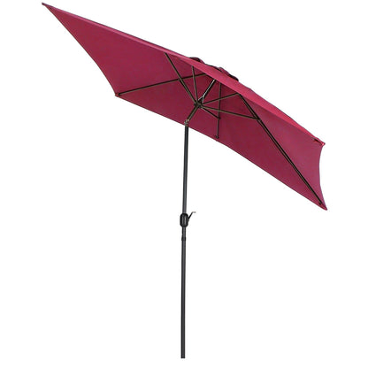 2x3M Parasol Umbrella Patio Sun Shade Crank Tilt with Round Base,Wine Red