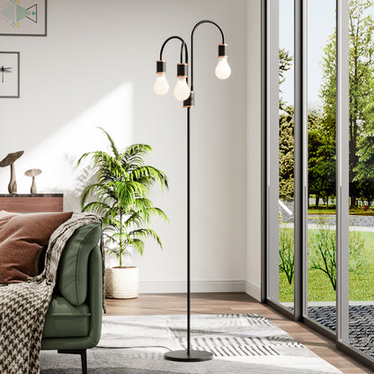 Black Modern Industrial 3 Lights Floor Lamp