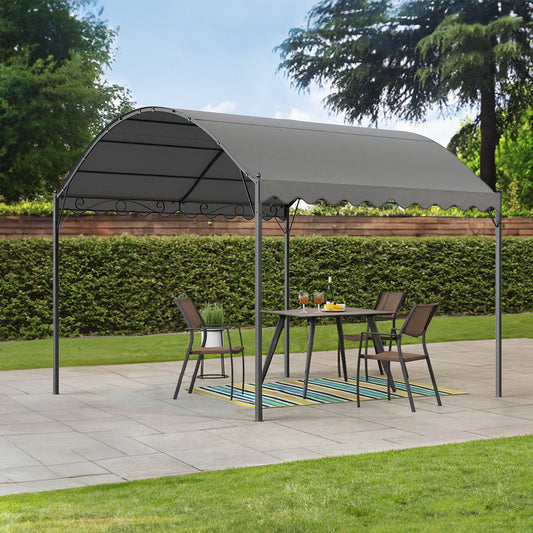 Outdoor Metal Arched Pergola with Shade,3x3x2.6m,Grey