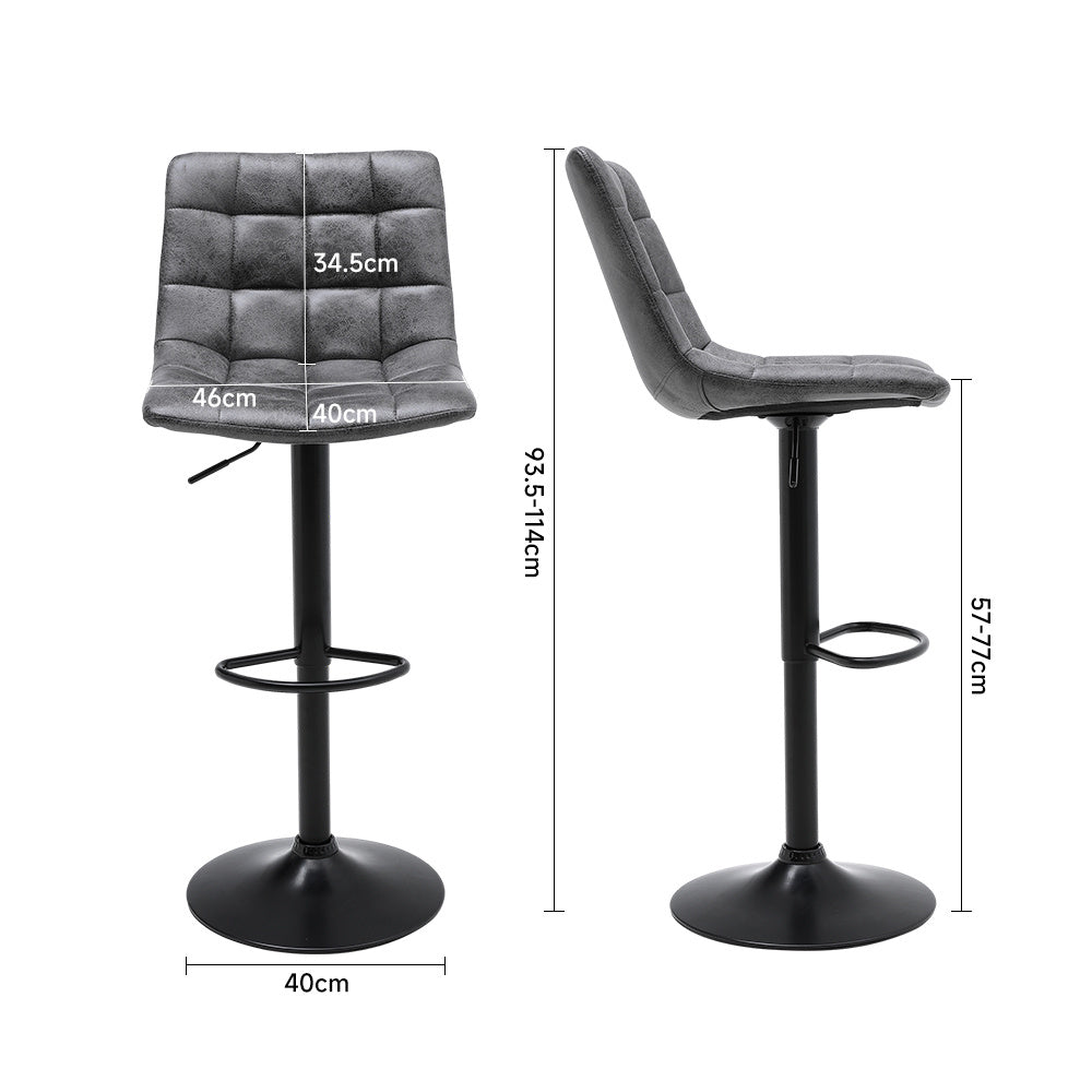 2Pcs Gas Lift Upholstered Swivel Bar Stools