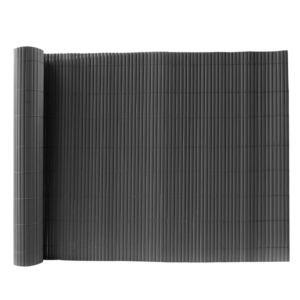 Dark Grey PVC Fence Screen Bamboo Mat Border Panel Garden Wall Privacy Protect 2x3M