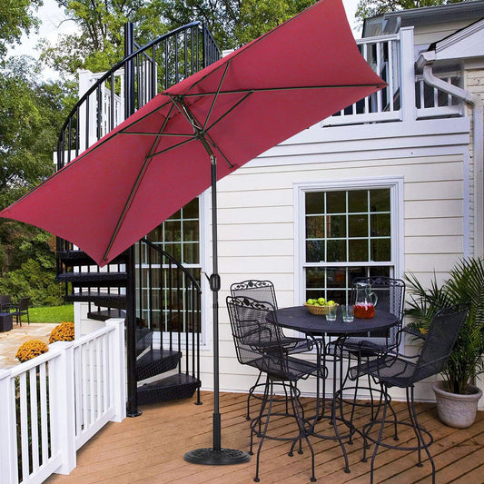 2x3M Large Square Garden Parasol Outdoor Beach Umbrella Patio Sun Shade Crank Tilt No Base Wine Red