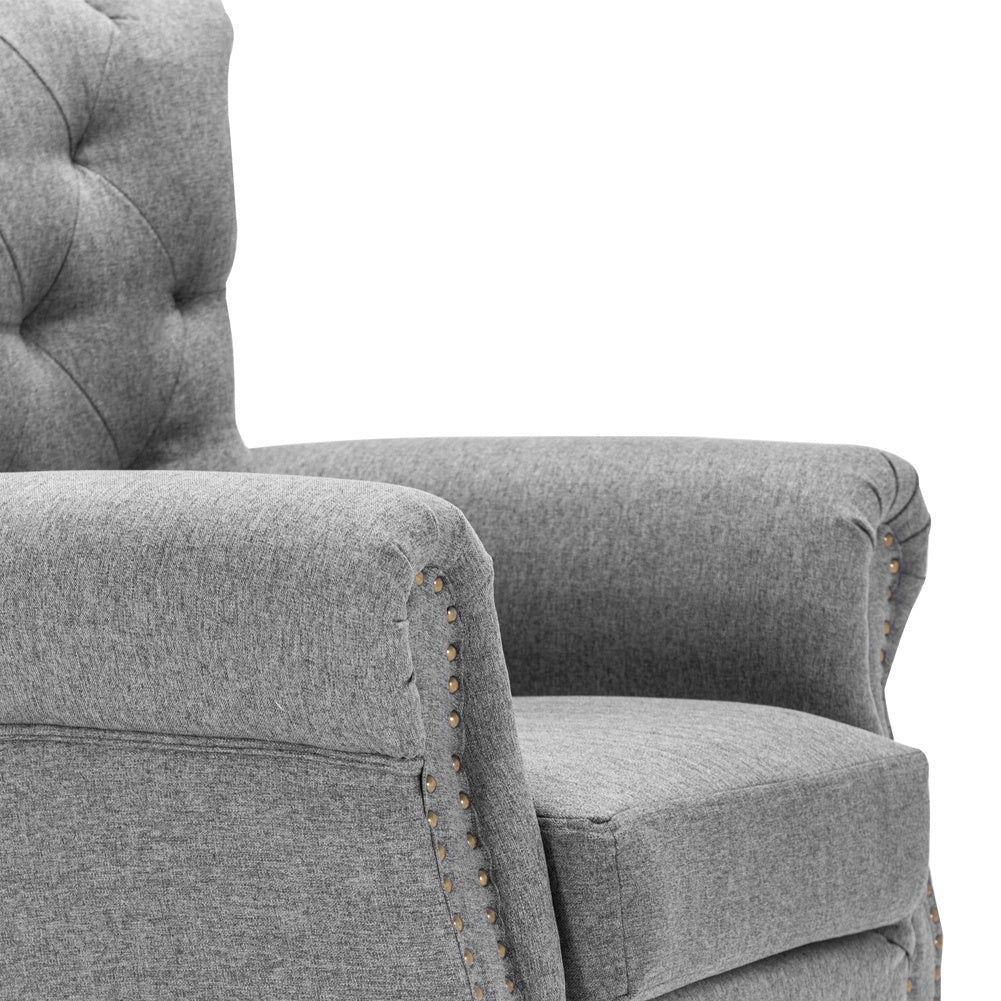 Linen Chesterfield Thick Cushion Armchair, Dark Grey