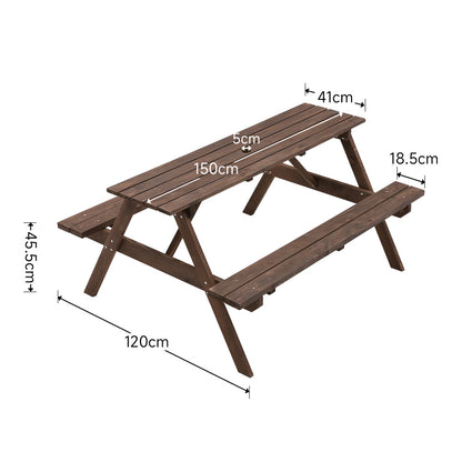150cm Solid Wood Rectangle Picnic Table and Bench Set