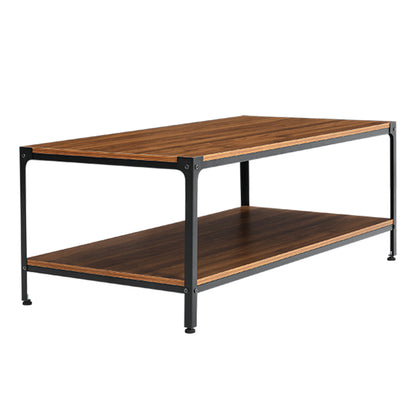 Rectangular Coffee Table with Two Tiers and Walnut Finish