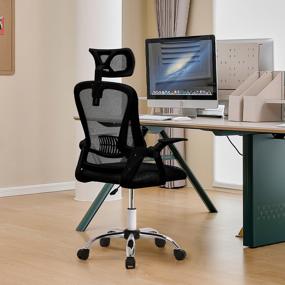 Swivel Office Chair with HeadrestBlack