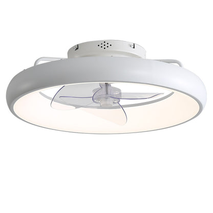 White 20 Inch Industrial Style Ceiling Mount LED Fan Light