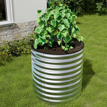 Silver 80cm Round Galvanized Steel Raised Garden Bed