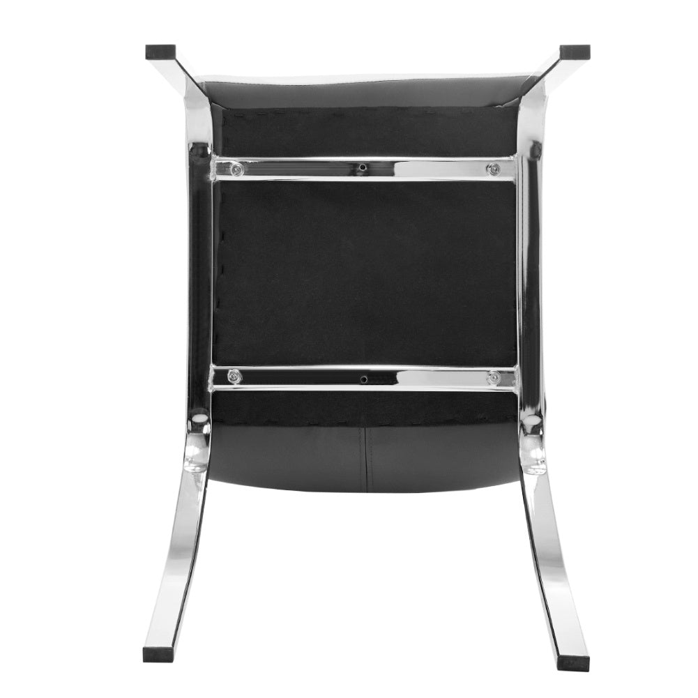 Grey Faux Leather Dining Chair with Metal Legs