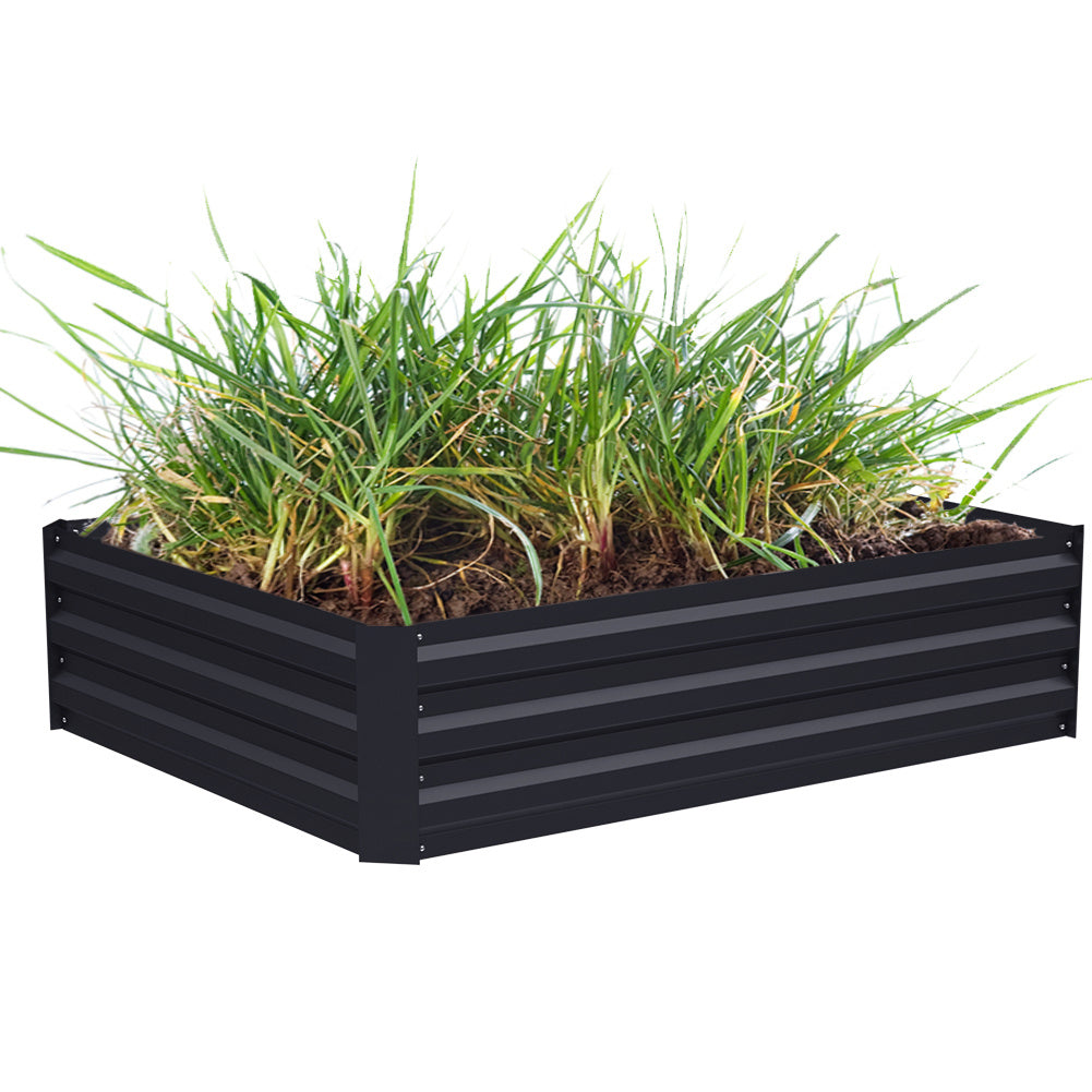 Charcoal Black 120cm W Galvanized Steel Raised Garden Bed Planter Box