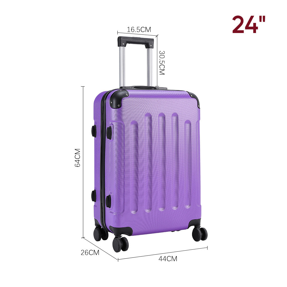 Purple 24 inch Hardside Travel Suitcase with Combination Lock