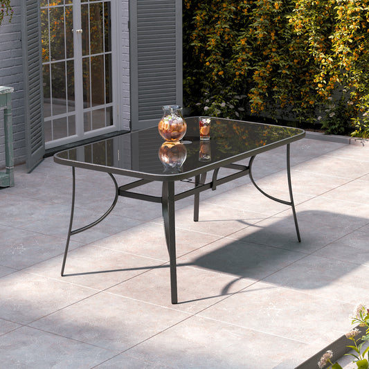 Garden Glass Top Rectangle Table With Umbrella Hole 150CM