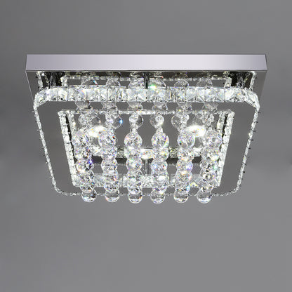 40CM Square LED Crystal Chandelier Pendant Ceiling Light, Cool White