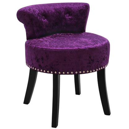 Crush Velvet Dressing Table Desk Studded Edge, Purple