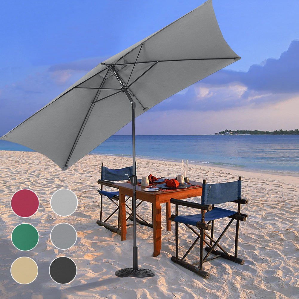 2x3M Parasol Umbrella Patio Sun Shade Crank Tilt with Round Base,Wine Red