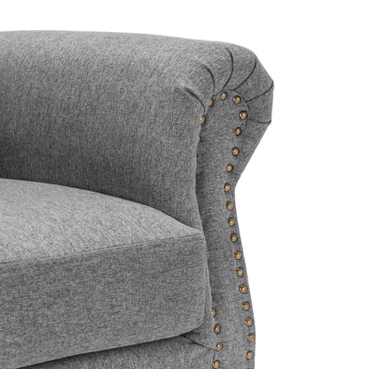 Linen Chesterfield Thick Cushion Armchair, Dark Grey