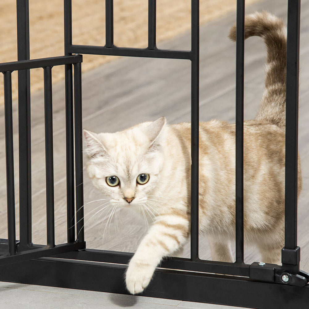 Black Pressure Fixed Stair Gate Safety Gate with Pet Door