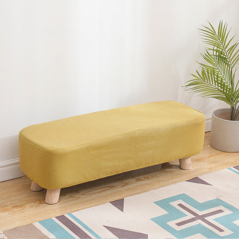 Yellow Rectangular Footrest with Solid Wooden Legs