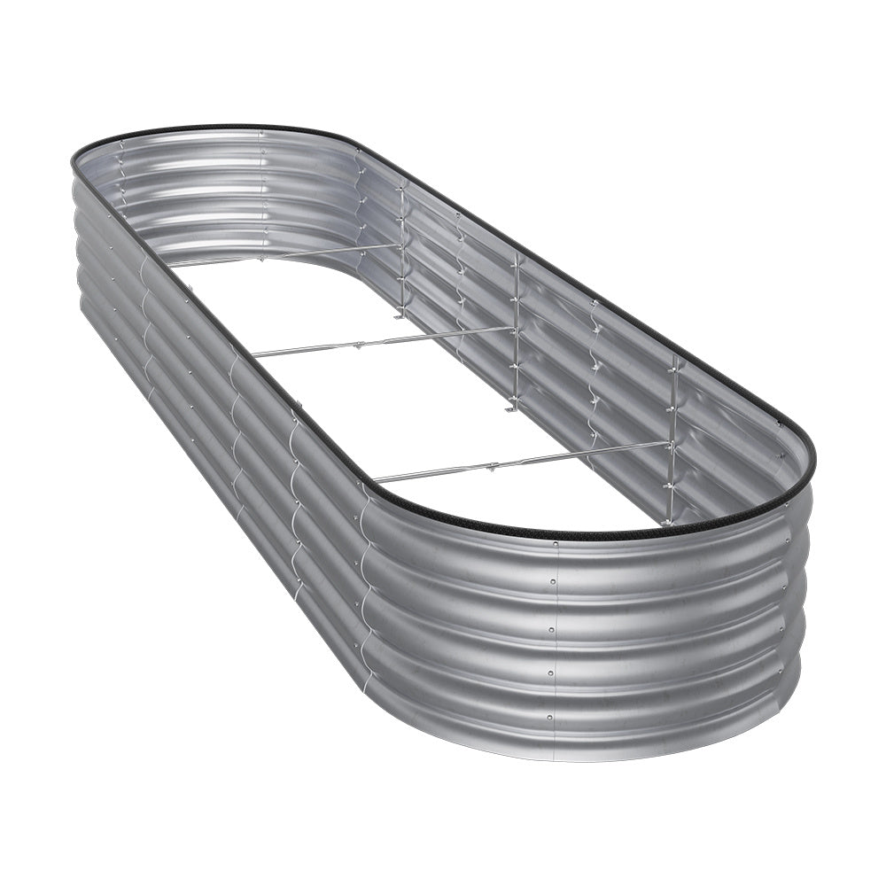 Silver 320cm Oval Shaped Galvanized Steel Raised Garden Bed