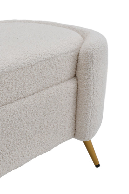 White 100cm W Luxurious Upholstered Accent Bench with Golden Legs