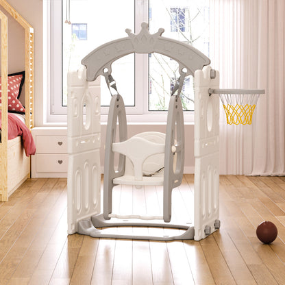 White Toddler Swing with Basketball Hoop